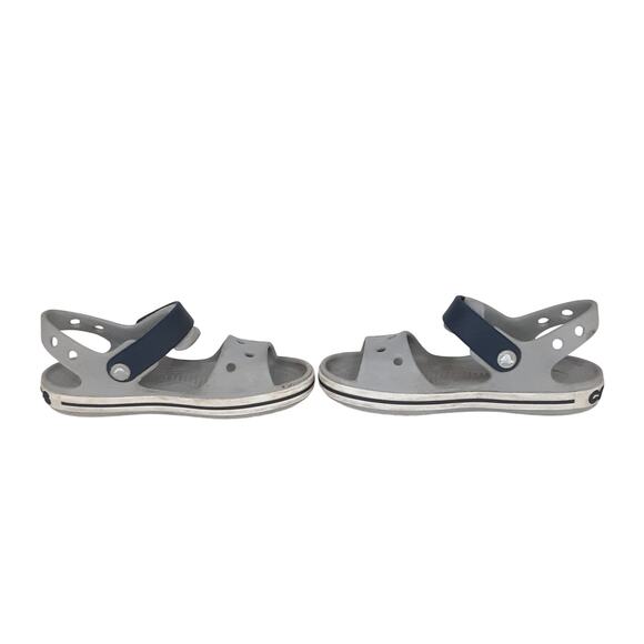 Crocs Bayaband Crocband Sandals Kids 12 Adjustable Hook & Loop Gray Blue Boys - Picture 7 of 9